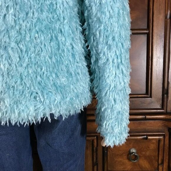 NWOT Colleen Lopez Aqua Faux Feather Jacket - Picture 10 of 13